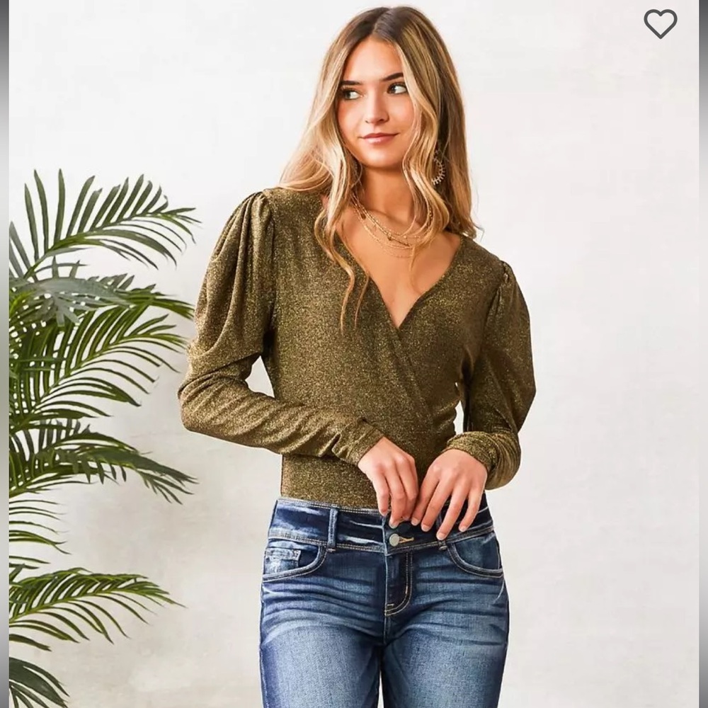 Sparkle Mesh Surplice Bodysuit